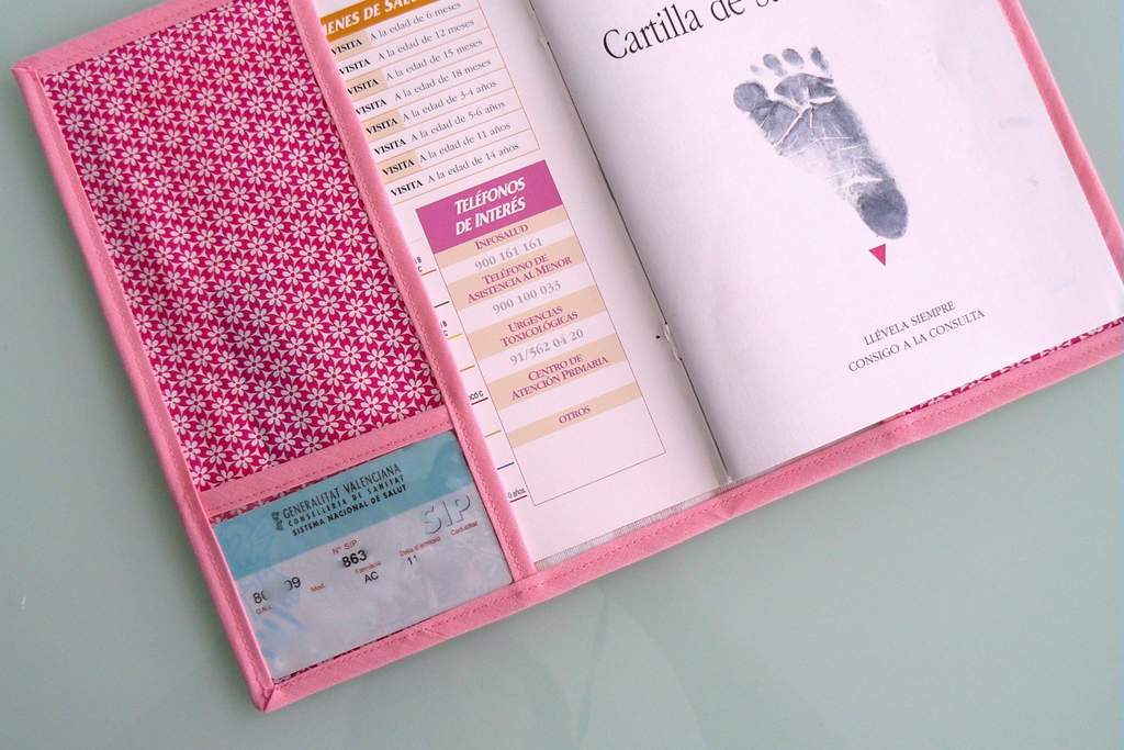 S & B Portadocumentos bebé Funda para cartilla Sanitaria Rosa Libro de Nacimiento 