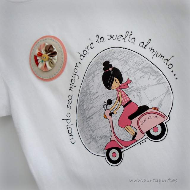 camiseta artesanal la vuelta al mundo rosa punt a punt-003