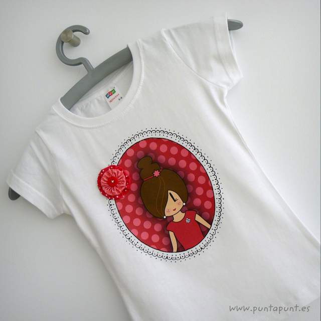 camiseta artesanal y bolsa cotton pepetta fresa punt a punt-001