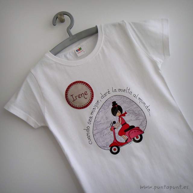 camiseta personalizada artesanal vuelta al mundo rojo punt a punt