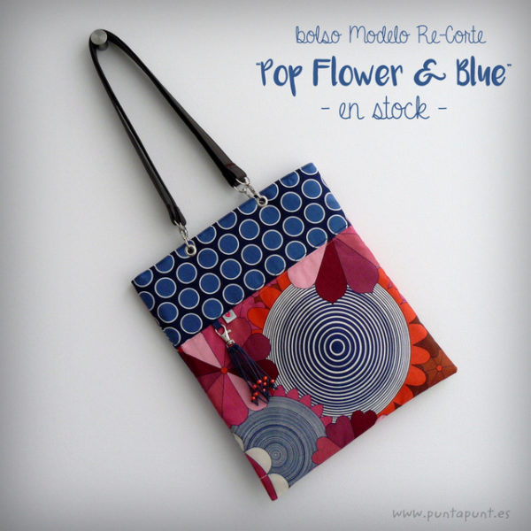 bolso de mujer modelo recorte pop flowers blue en stock punt a punt