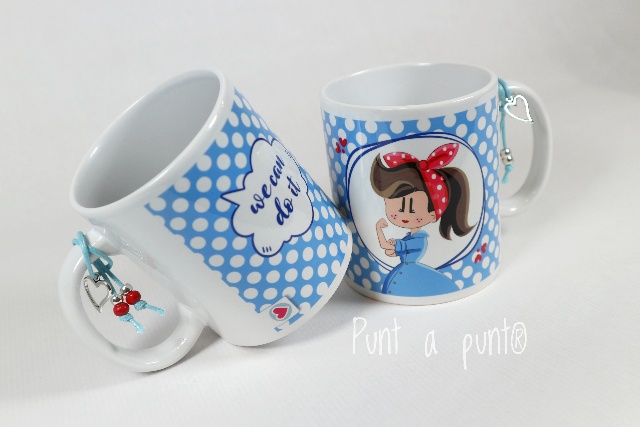 taza ceramica we can do it punt a punt azul